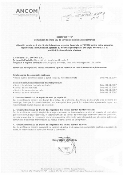 Certificat ANCOM