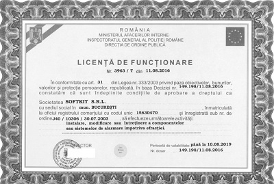 Licenta IGPR pentru sisteme de securitate fizică